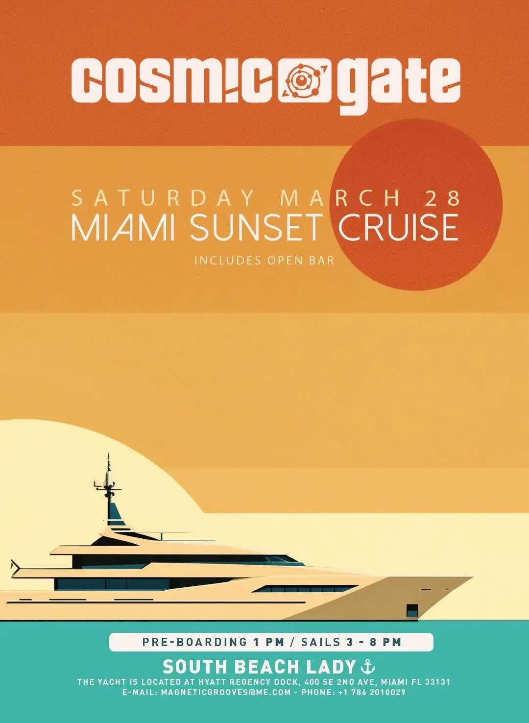 Cosmic Gate Sunset Cruise Flyer